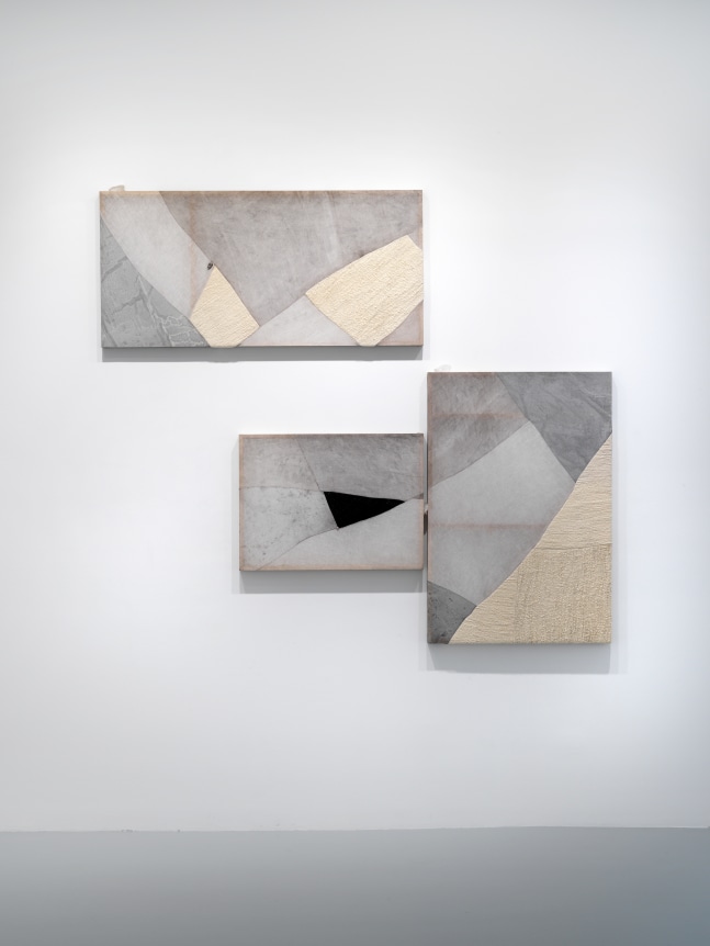 Milestone, 2019. Wool, linen, pigment, quartz.