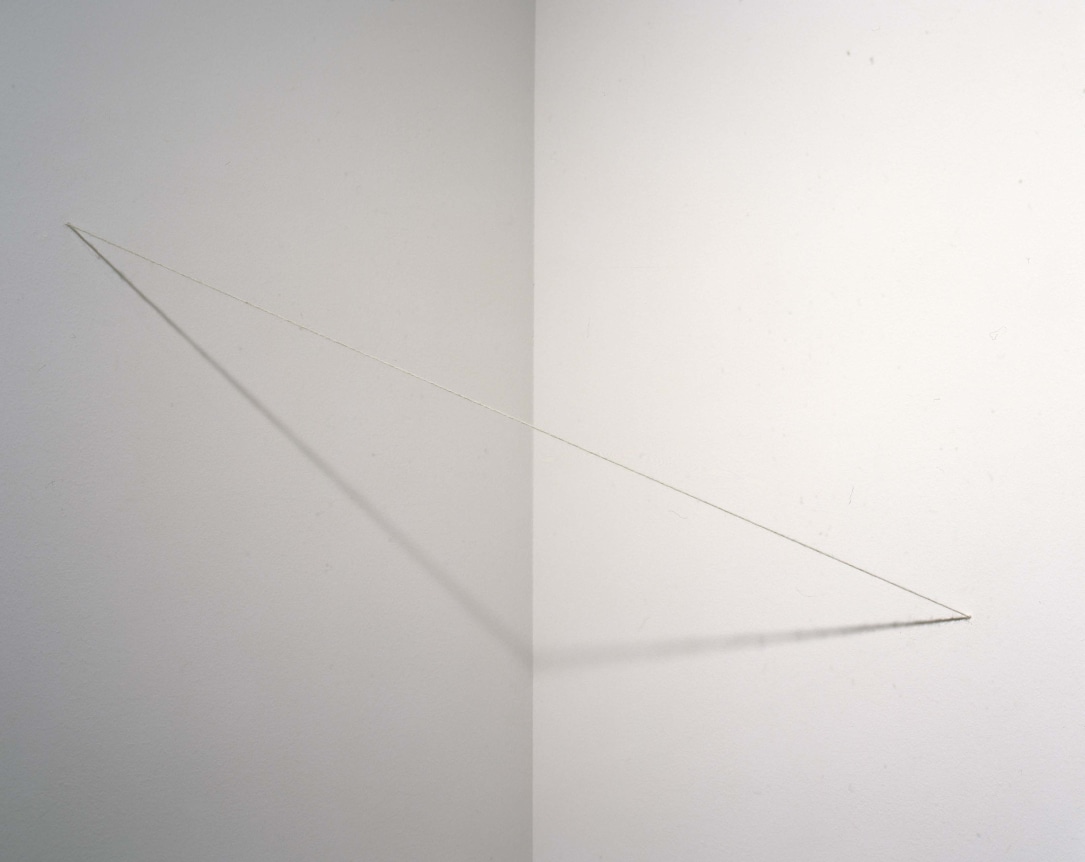 Installation view at Rhona Hoffman Gallery, Fred Sandback, 1997.