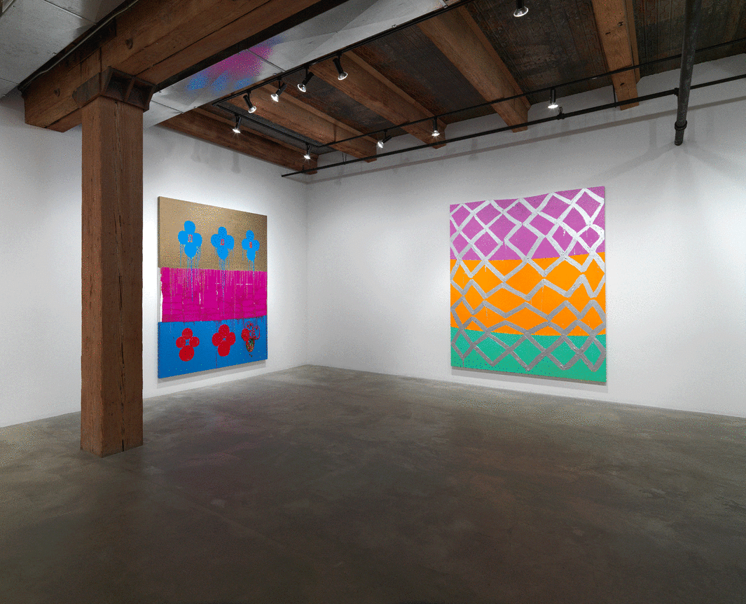 Installation view at Rhona Hoffman Gallery, Judy Ledgerwood, Love, Power, Color, 2013