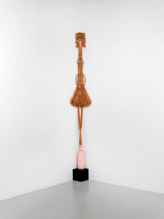 Figurine (Ballet Dancer), 1979, Paint, concrete cylinder, wood