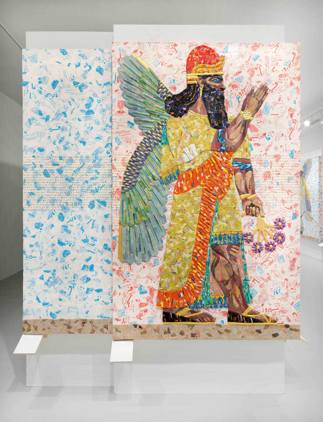 Installation view at Rhona Hoffman Gallery/Michael Rakowitz/Room Z, Northwest Palace of Nimrud/The Invisible Enemy Should Not Exist/2019