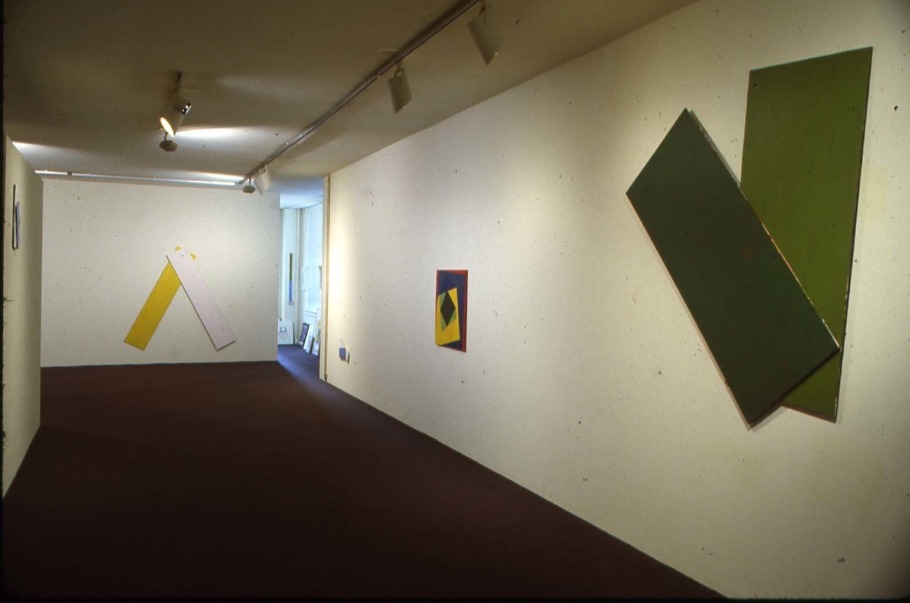 Installation view at Rhona Hoffman Gallery,&nbsp;Lucio Pozzi, Double and Triple Hangovers Turnovers Teas Side Relocations Swirls, 1979