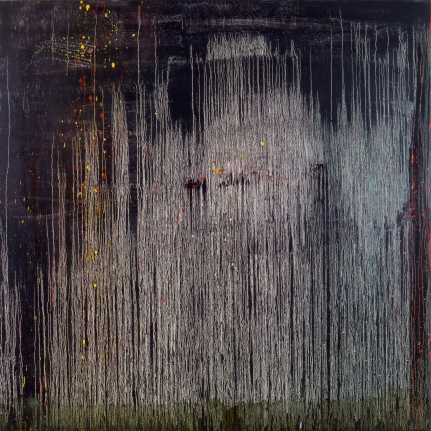 Installation view at Rhona Hoffman Gallery, Pat Steir, 1998.