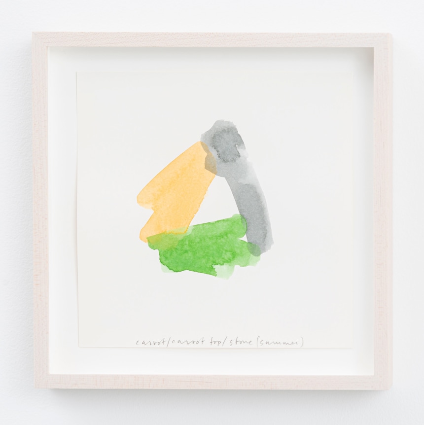 Spencer Finch.&nbsp;Color Notes (Summer), I,&nbsp;2020. Watercolor on paper,&nbsp;set of 25 notes, 7 x 7 inches, paper (each), 9 x 9 inches, frame (each).&nbsp;