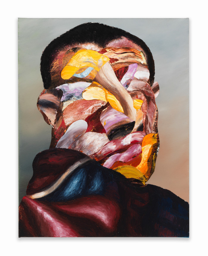 The Break, 2019.&nbsp; Oil paint, paint stick, oil pastel, soft pastel, gouache on linen canvas stretched over wood panel, 18 x 14 inches.&nbsp;&nbsp;