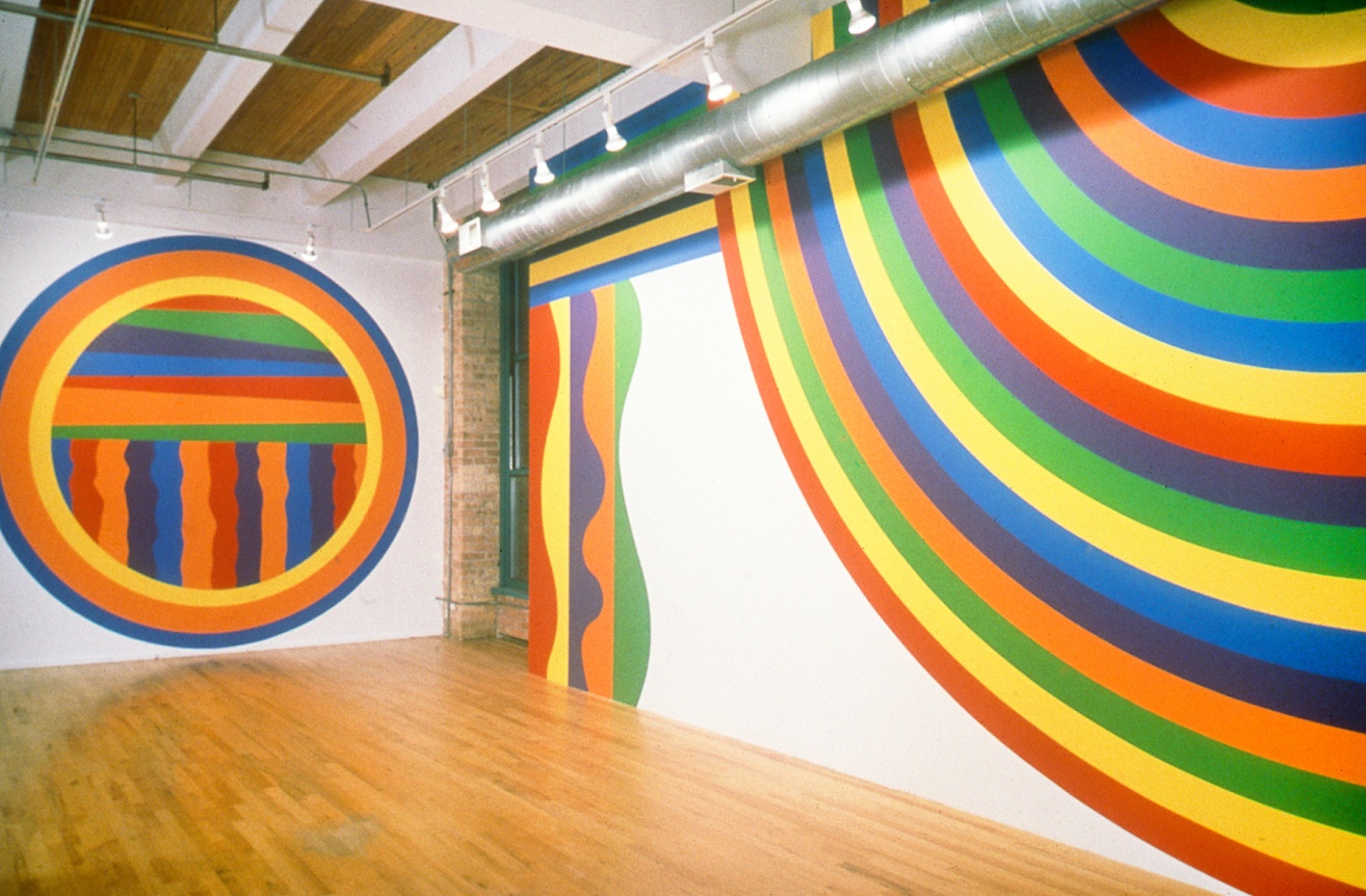 Installation view at Rhona Hoffman Gallery, Sol Lewitt, Circles, Arcs, and Bands, 1999