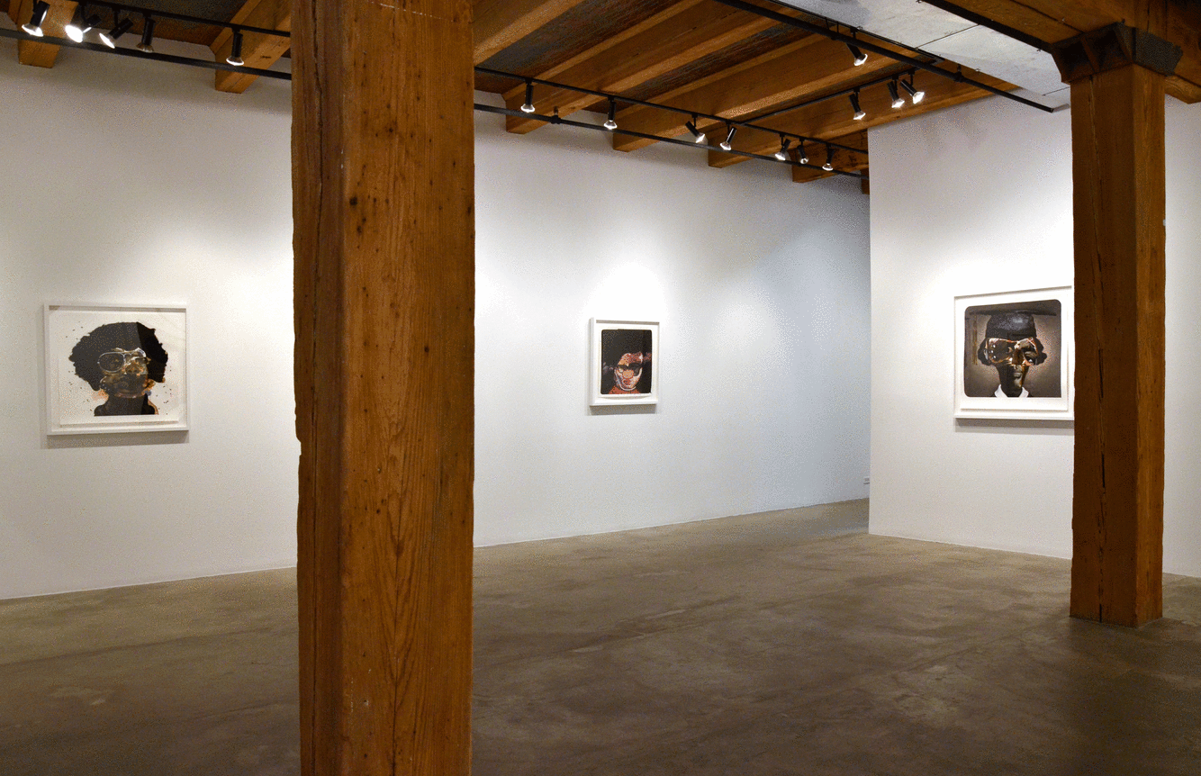 Installation view at Rhona Hoffman Gallery/Nathaniel Mary Quinn/Back and Forth/2015