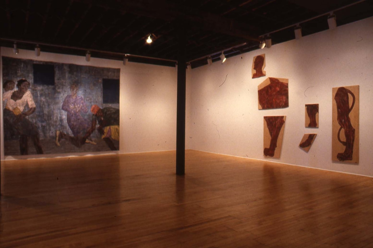 Installation view at Rhona Hoffman Gallery, Leon Golub, New Paintings,&nbsp;1989.