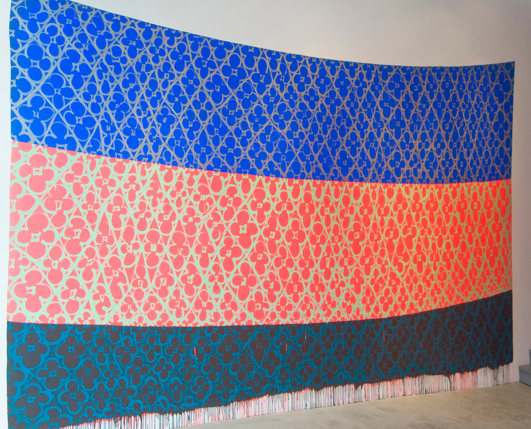 Installation view at Rhona Hoffman Gallery, Judy Ledgerwood, Chromatic Patterns for Chicago and Blob Paintings, 2011