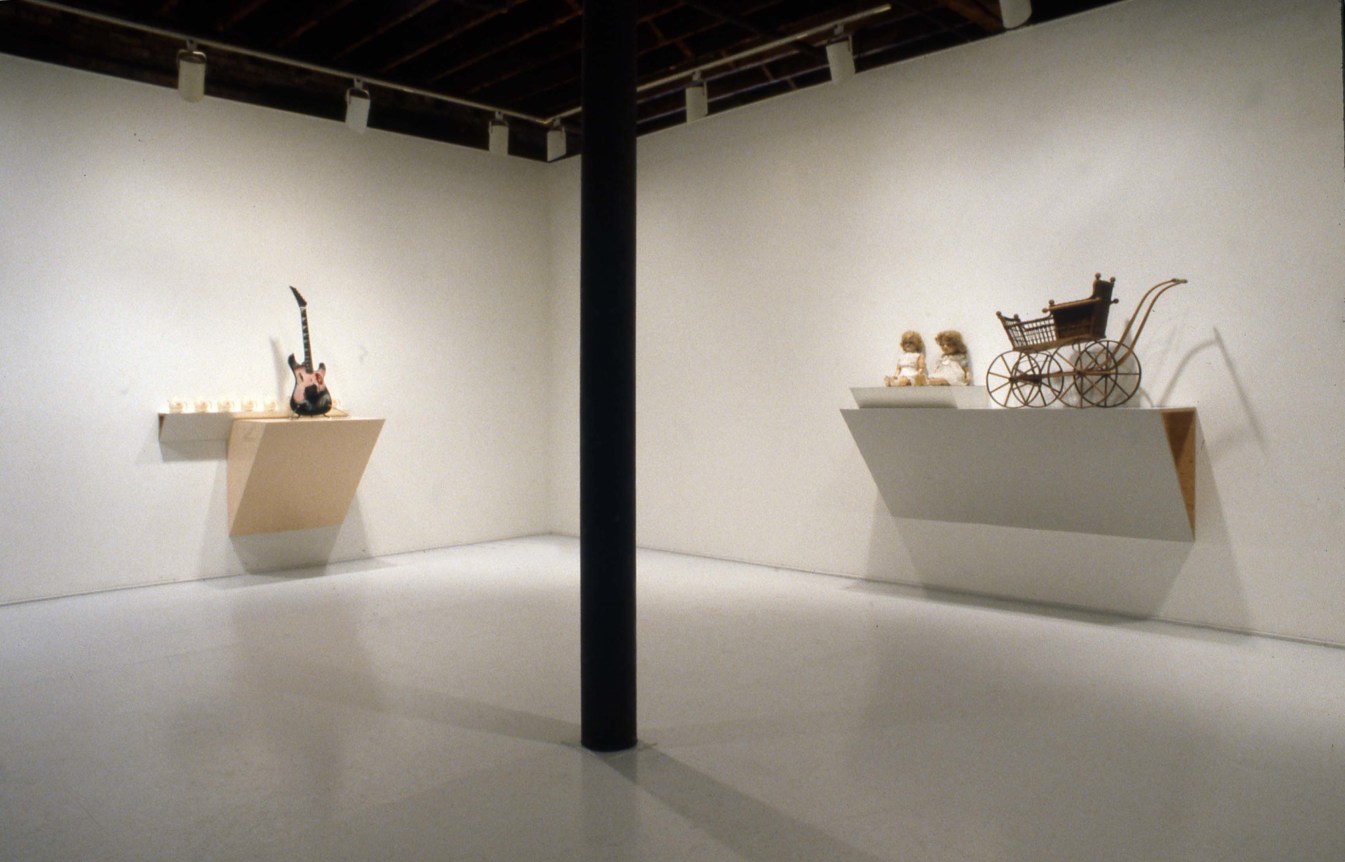 Installation view at Rhona Hoffman Gallery, Haim Steinbach, 1991.