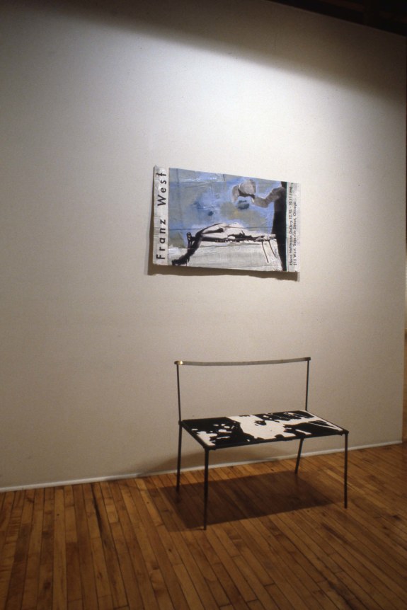 Installation view at Rhona Hoffman Gallery, Franz West, 1990.