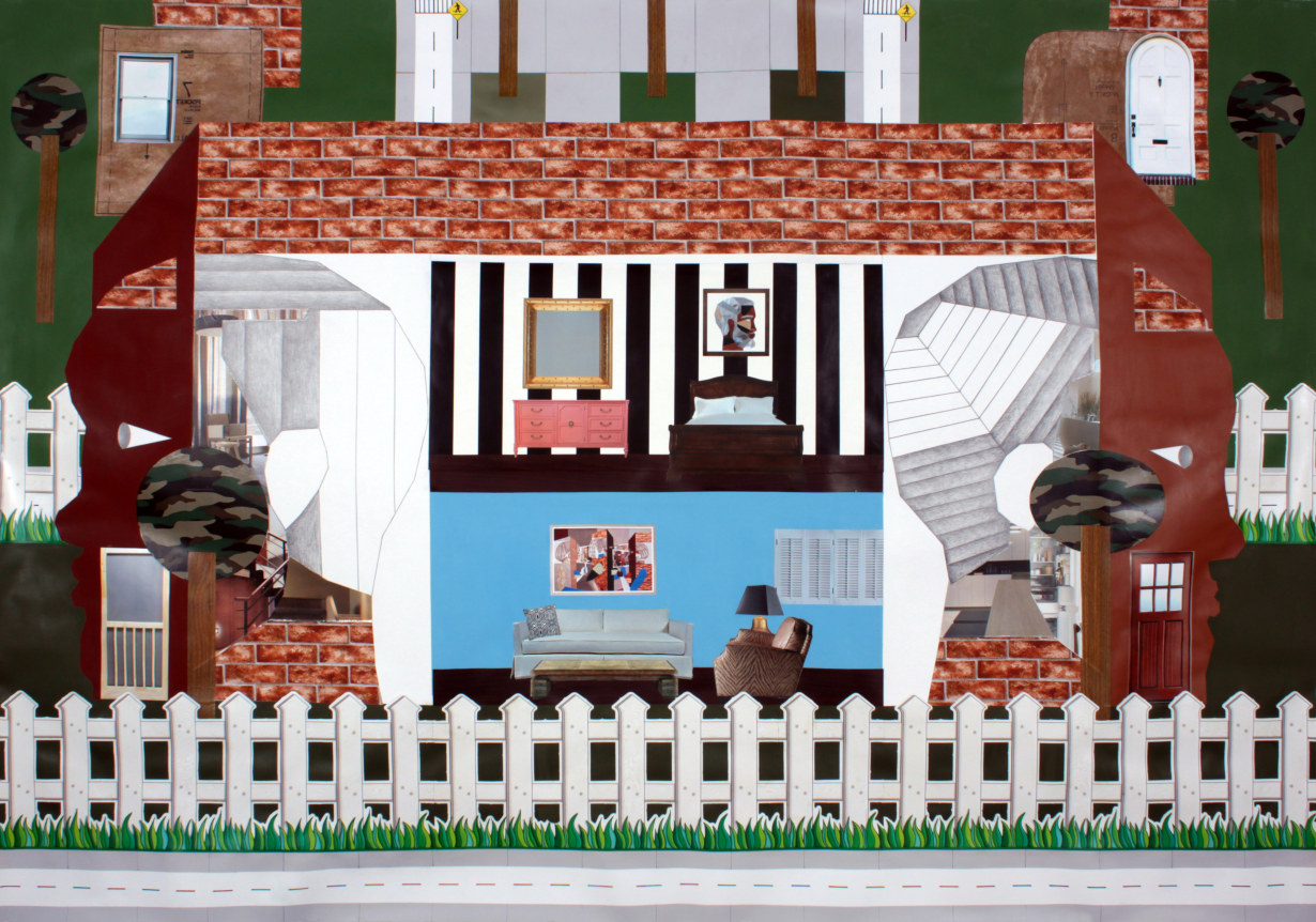 A Lovely Home, 2014, Mixed media collage on paper, 50 x 72 inches.