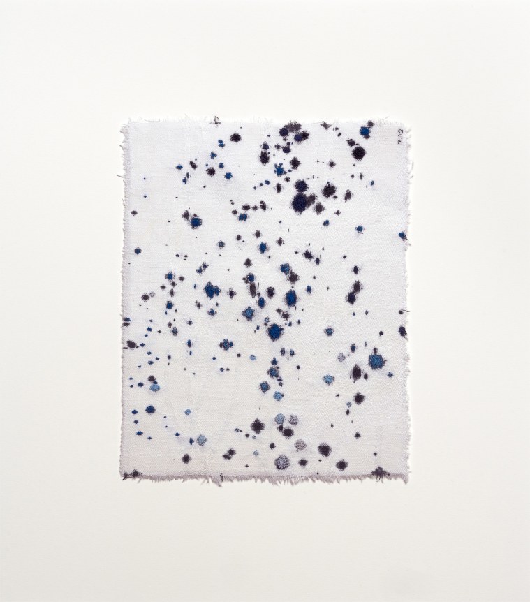 Anne Wilson. Material Drawing no. 7.12, 2018-2020. Damask cloth, ink, thread, 17.5 x 15.5 x 1.5 inches (framed).&nbsp;