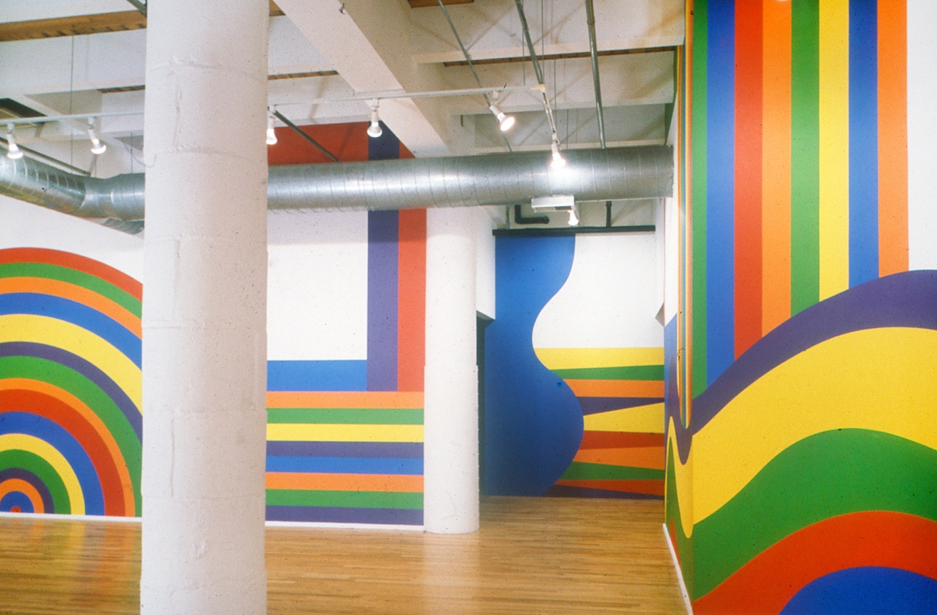 Installation view at Rhona Hoffman Gallery, Sol Lewitt, Circles, Arcs, and Bands, 1999