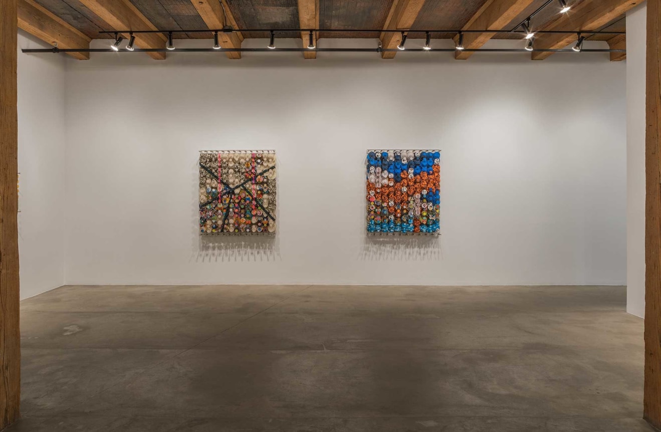 Installation view at Rhona Hoffman Gallery/Jacob Hashimoto/The Dark Isn't The Thing To Worry About/2017