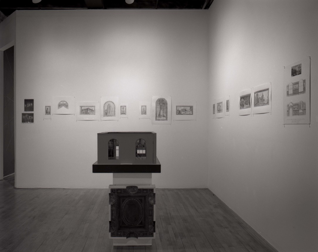 Installation view at Rhona Hoffman Gallery, Richard Haas, Rooms, 1982