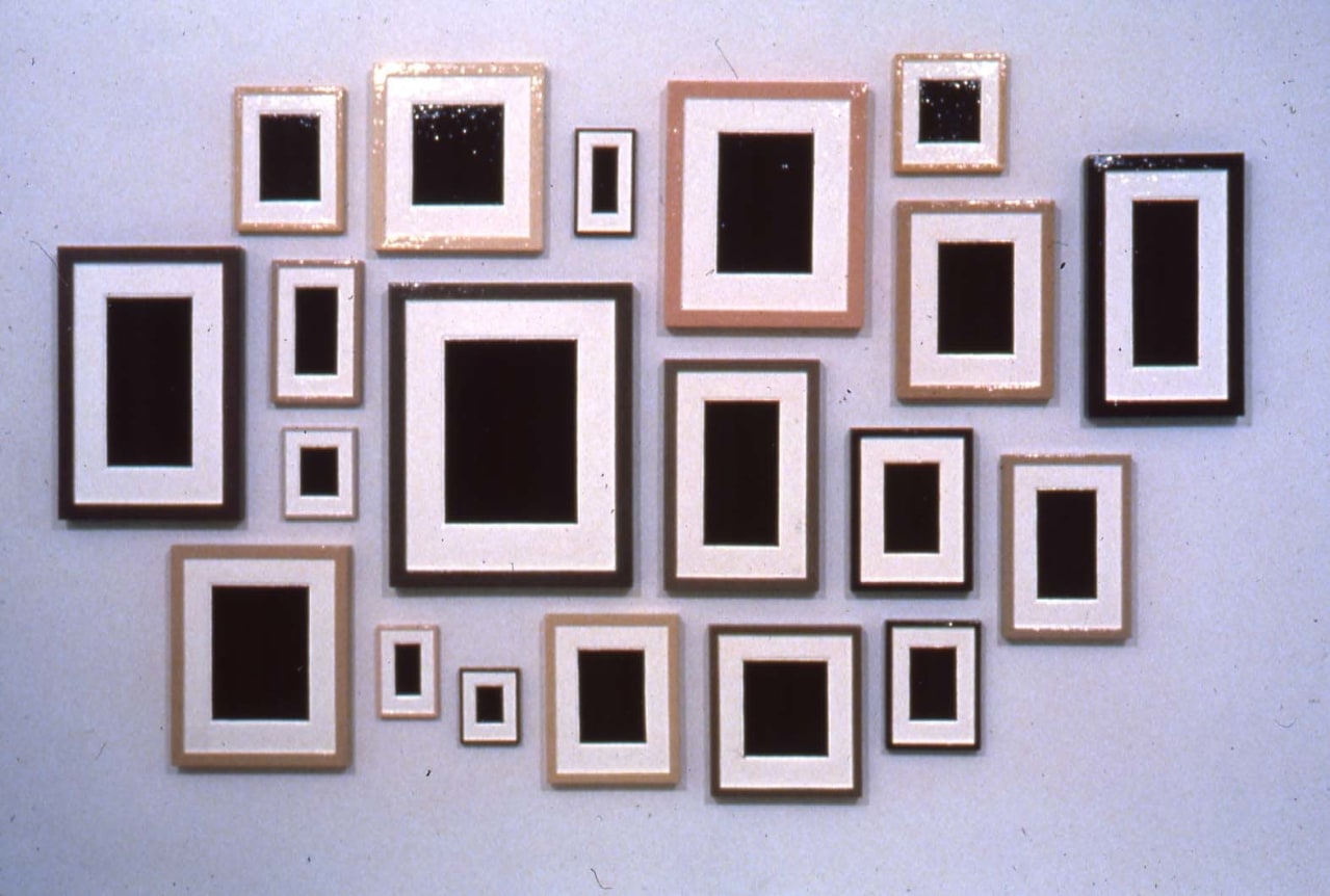 Installation view at Rhona Hoffman Gallery,Allan McCollum &amp;amp; Laurie Simmons, A Collaboration, 1985