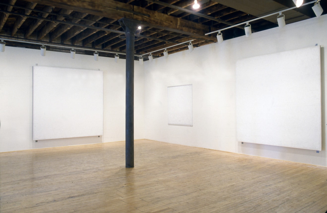 Installation view at Young Hoffman Gallery, Robert Ryman, Paintings, 1982