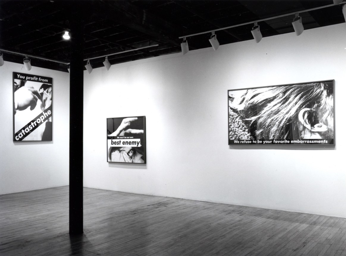 Installation view at Rhona Hoffman Gallery, Barbara Kruger, New Work, 1984