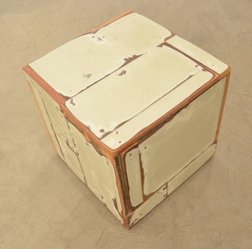 Chicago Archive Series - Infinite Set, 2013-15. Materials salvaged from recently closed Chicago public schools,&nbsp;14 x 14 x 14 inches.