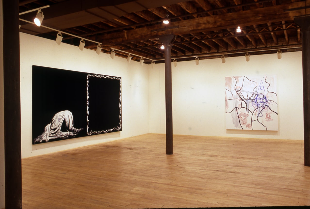 Installation view at Young Hoffman Gallery, Julian Schnabel, Ornamental Despair, Paintings and Works on Paper, 1980
