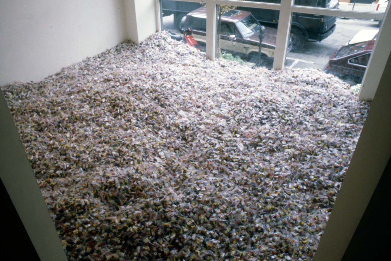 Installation view at Rhona Hoffman Gallery, Donald Lipski, 1986.