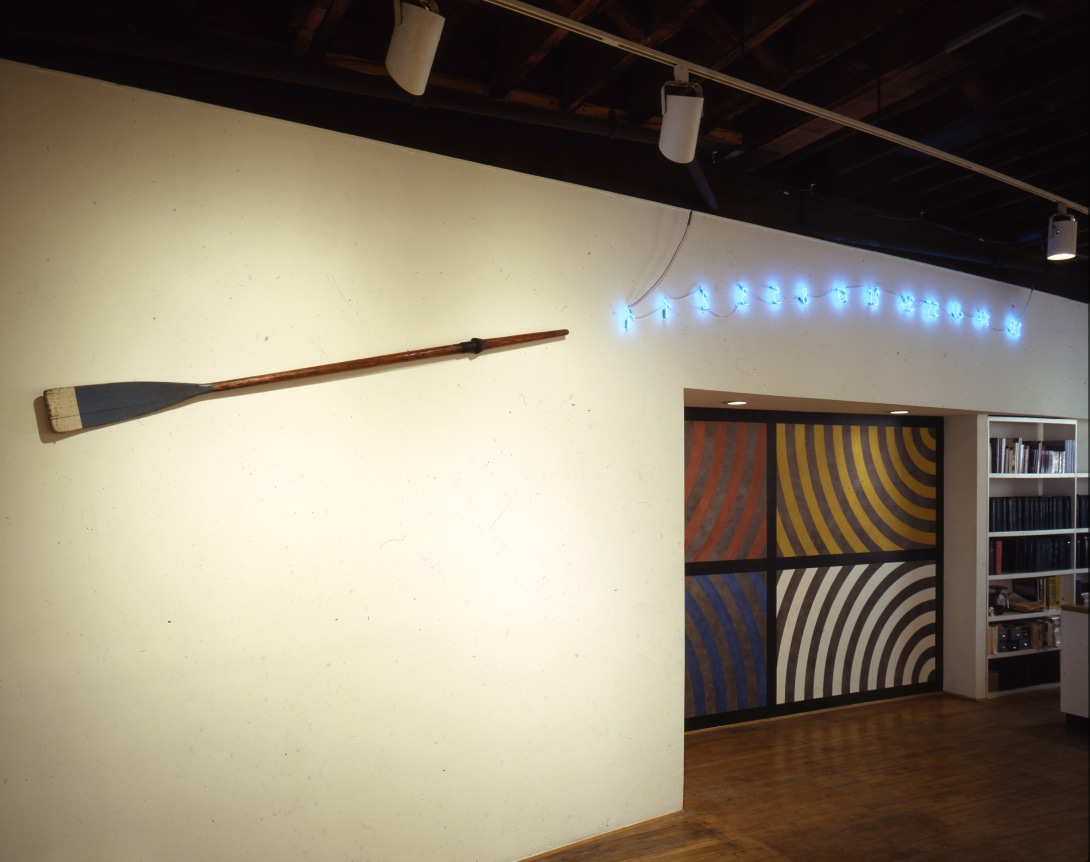 Installation view at Rhona Hoffman Gallery, Nancy Dwyer, Annette Lemieux, Frank Mjore,&nbsp;Steve Miller, Peter Nagy, Tim Rollins + KOS,&nbsp;Group Exhibition, 1986.