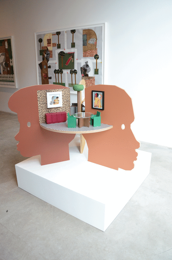 Installation view at Rhona Hoffman Gallery, Derrick Adams, Borough, 2014