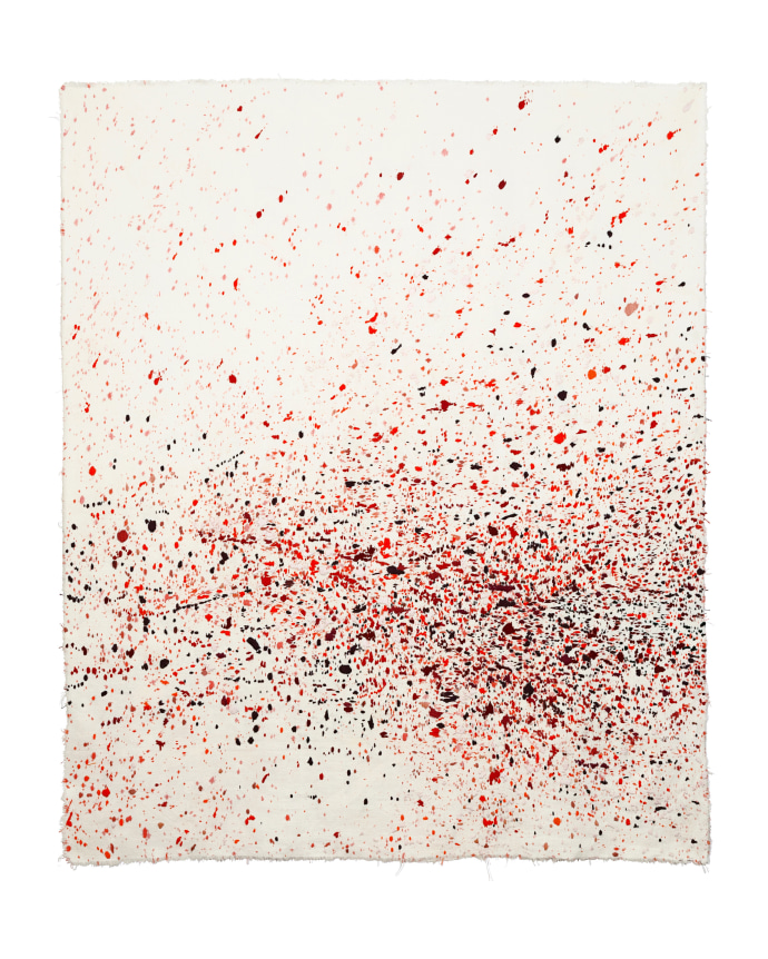 Anne Wilson.&nbsp;Release, 2020. Damask cloth, ink, thread embroidery, 38 x 31.5 inches (unframed).