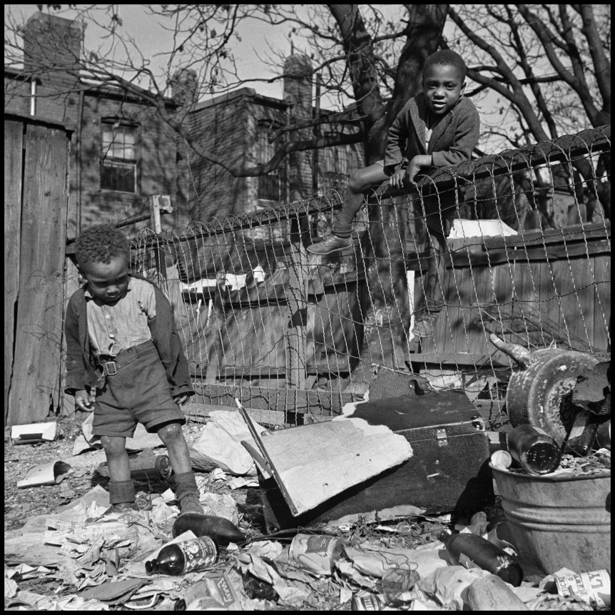 Two Boys Playing, Washington D.C.,&nbsp;1942.&nbsp; Gelatin silver print, 16 x 20 inches.&nbsp; Edition 1/15.&nbsp;