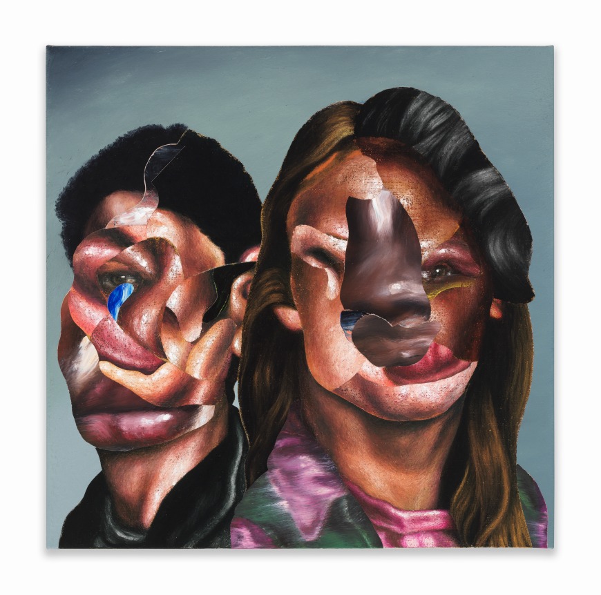 Morning Walk, 2020.&nbsp; Oil paint, paint stick, oil pastel, soft pastel, black charcoal, gouache on linen canvas over wood panel, 20 x 20 inches.&nbsp;&nbsp;