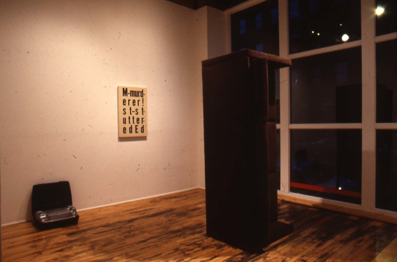Installation view at Rhona Hoffman Gallery, Gaylen Gerber, Richard House, Jin Lee, Ken Lum,&nbsp;Dan Peterman, Raymond Pettibon, Kay Rosen,&nbsp;Hiroshi Sugimoto, Problems with Reading Rereading,&nbsp;1989.