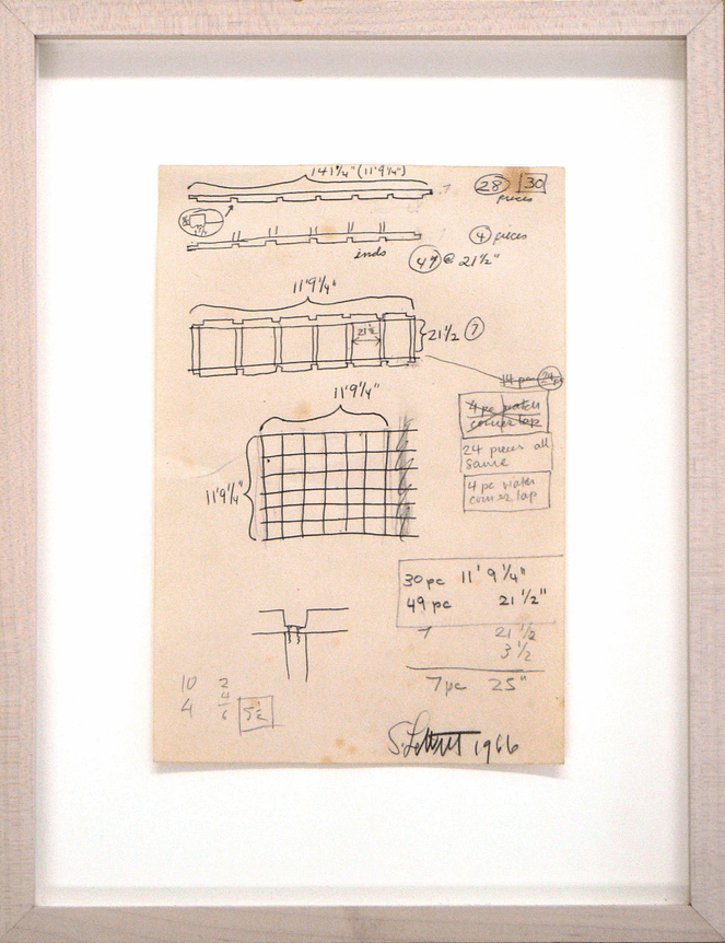 Sol Lewitt.&nbsp; Untitled, 1966.&nbsp;Ink and pencil on paper, 8.25 x 5.5 inches, paper, 13 x 9.75 inches, framed.