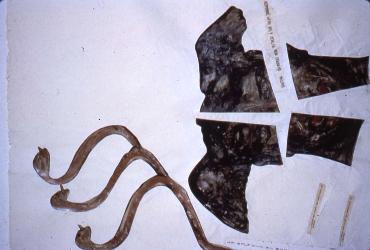 Installation view at Rhona Hoffman Gallery, Nancy Spero,&nbsp;War Series 1966 &ndash; 1969,&nbsp;Artaud Paintings 1969 - 1970, 1988.