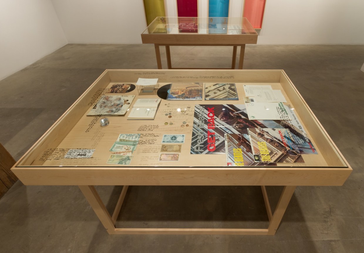 Installation view at Rhona Hoffman Gallery, Michael Rakowitz, The Breakup, 2014