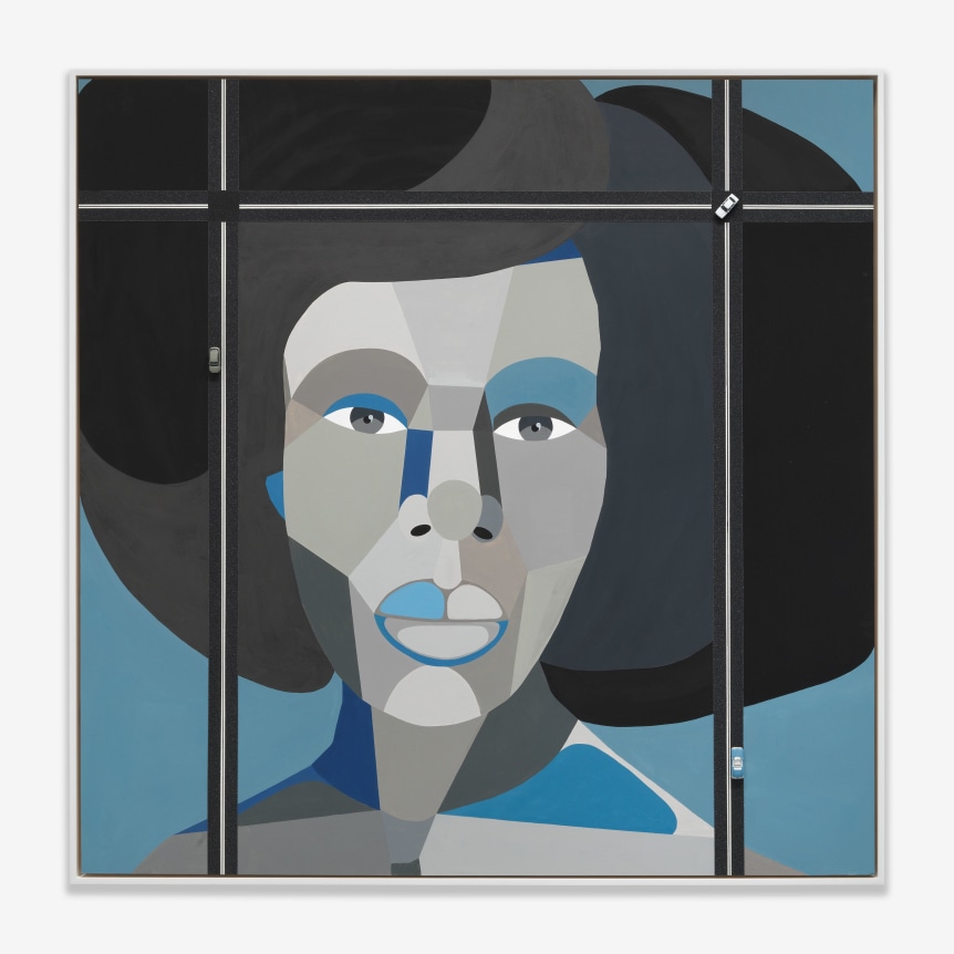 Derrick Adams,&nbsp;Figure&nbsp;in the Urban Landscape 30, 2019.&nbsp;, Acrylic, graphite, ink, fabric on paper, grip tape, model cars on wood panel.