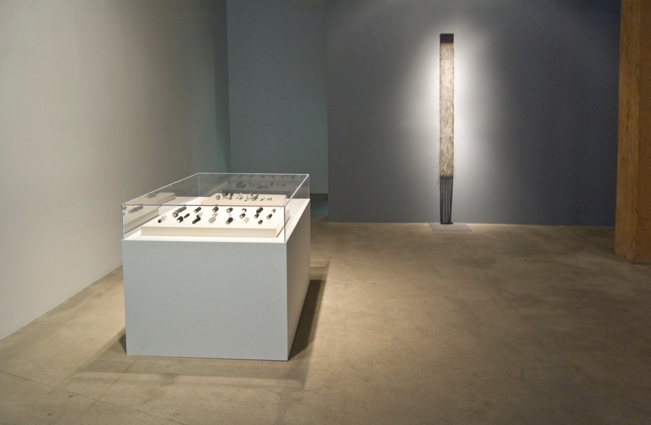 Installation view at Rhona Hoffman Gallery, Anne Wilson, Rewinds, 2011