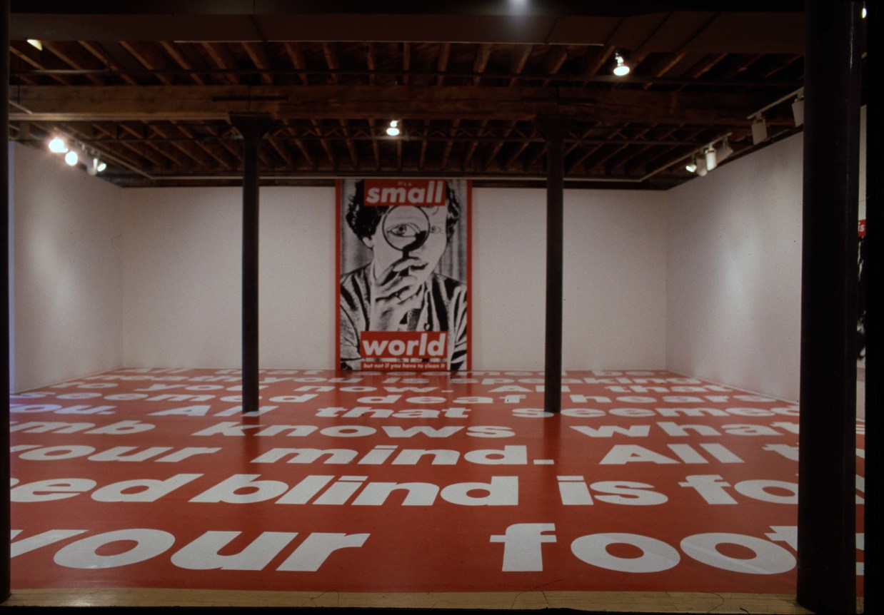 Installation view at Rhona Hoffman Gallery, Barbara Kruger, 1990.