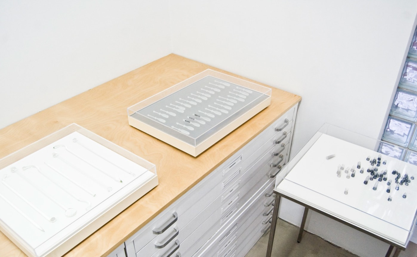 Installation view at Rhona Hoffman Gallery, Anne Wilson, Rewinds, 2011