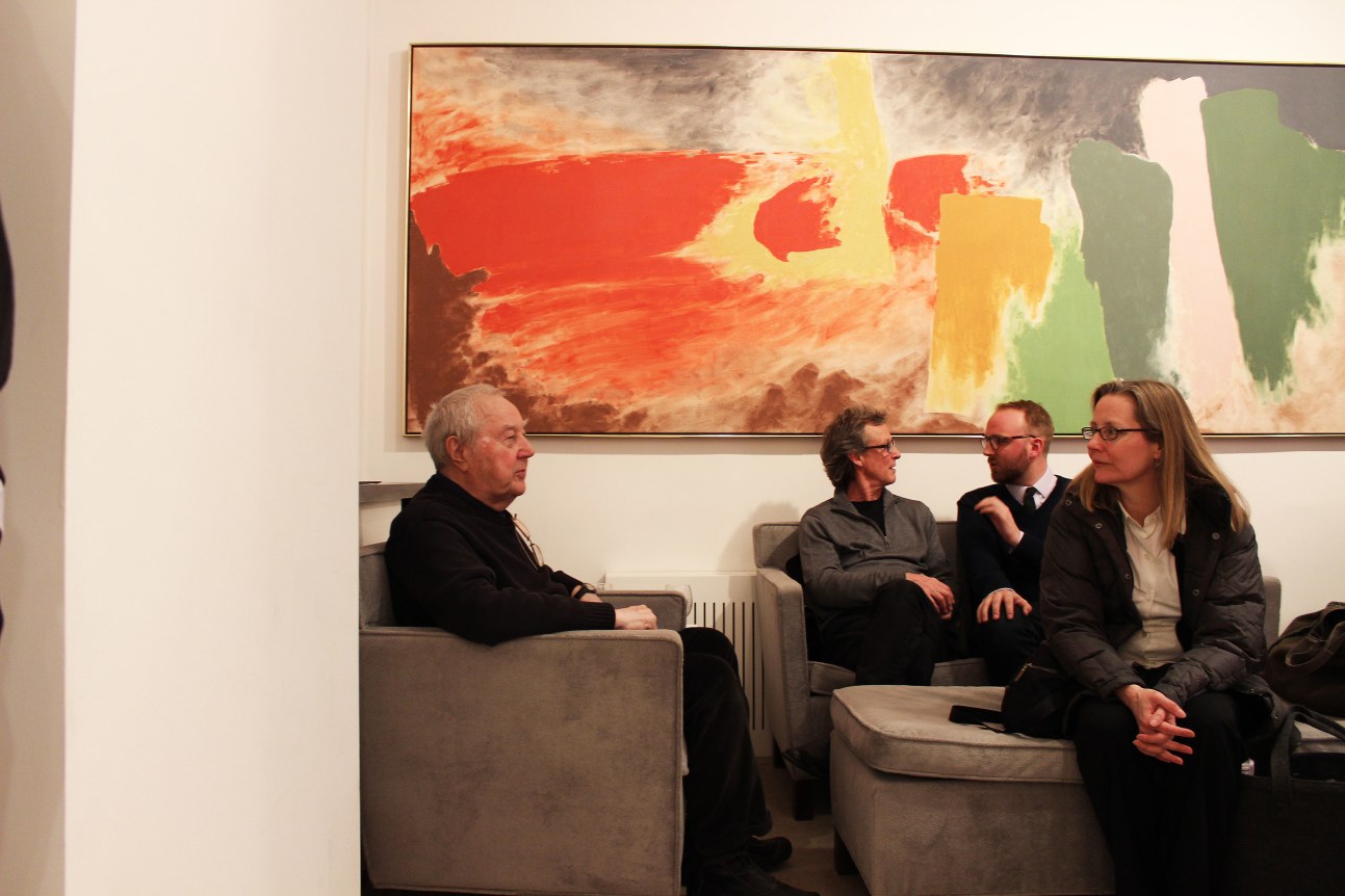 Richard Anuszkiewicz, David Row, and Howard Hurst in front of&nbsp;Klingsor&#039;s Summer (by Friedel Dzubas)