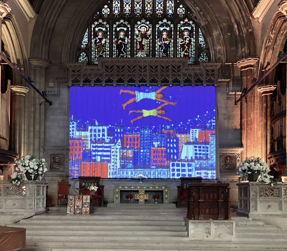 Faith Ringgold, Projection of detail from Tar Beach II, 1990