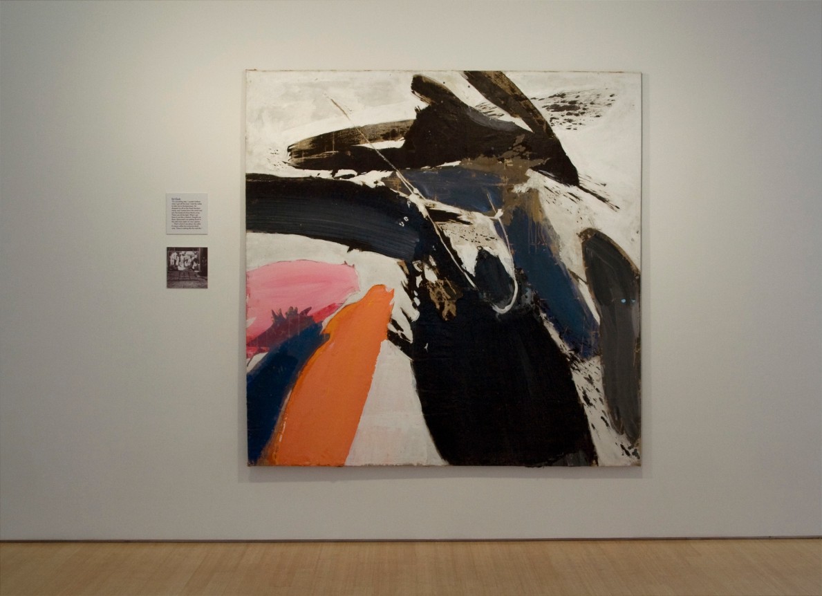 PINK ORANGE BLACK WHITE ED CLARK PAINTING