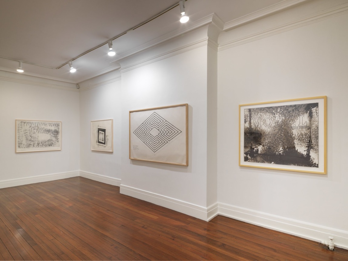 Installation view, Robert Morris: Labyrinth and Blind Time Drawings, 18 EAST 77
