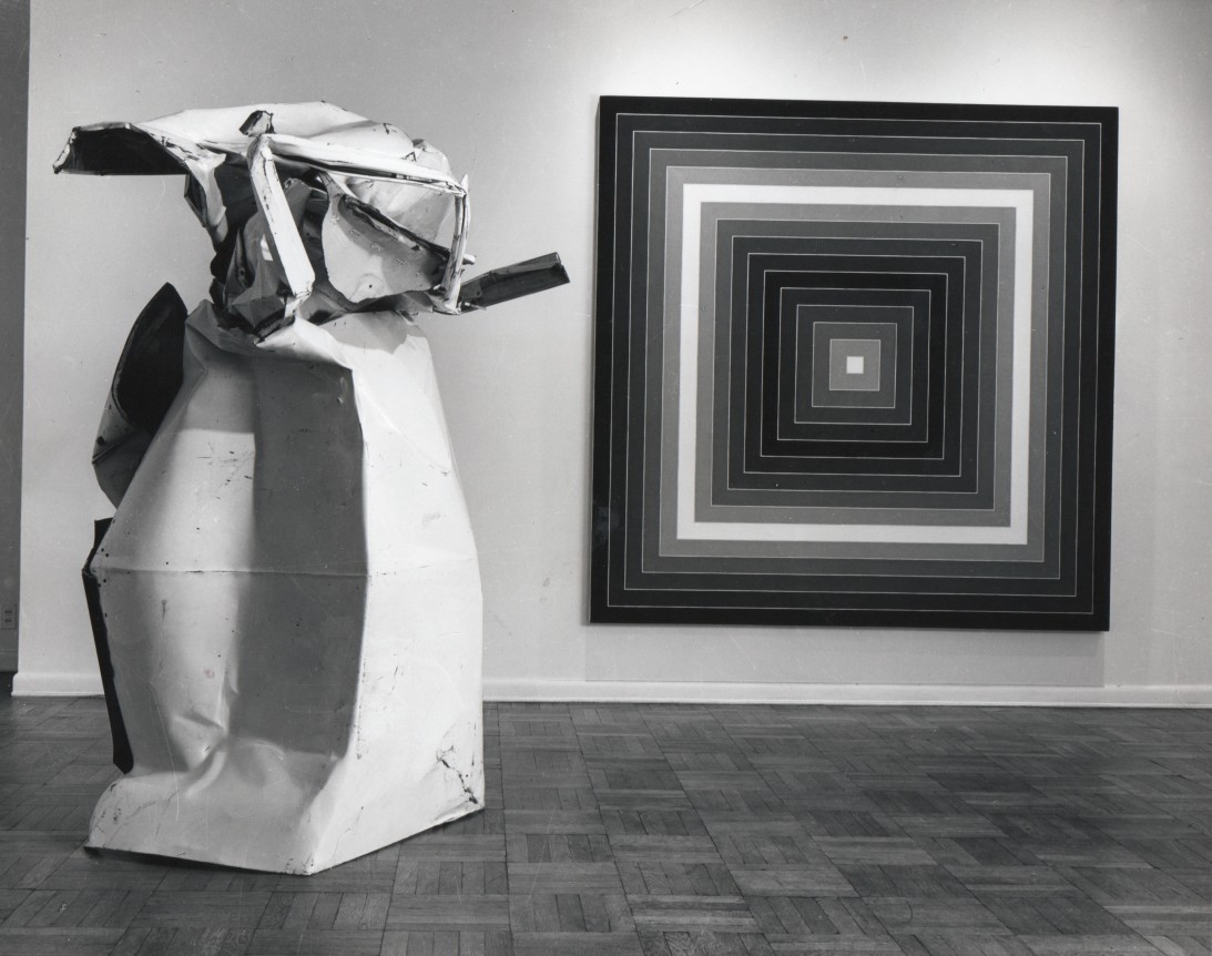 Installation view, John Chamberlain / Frank Stella, 4 EAST 77