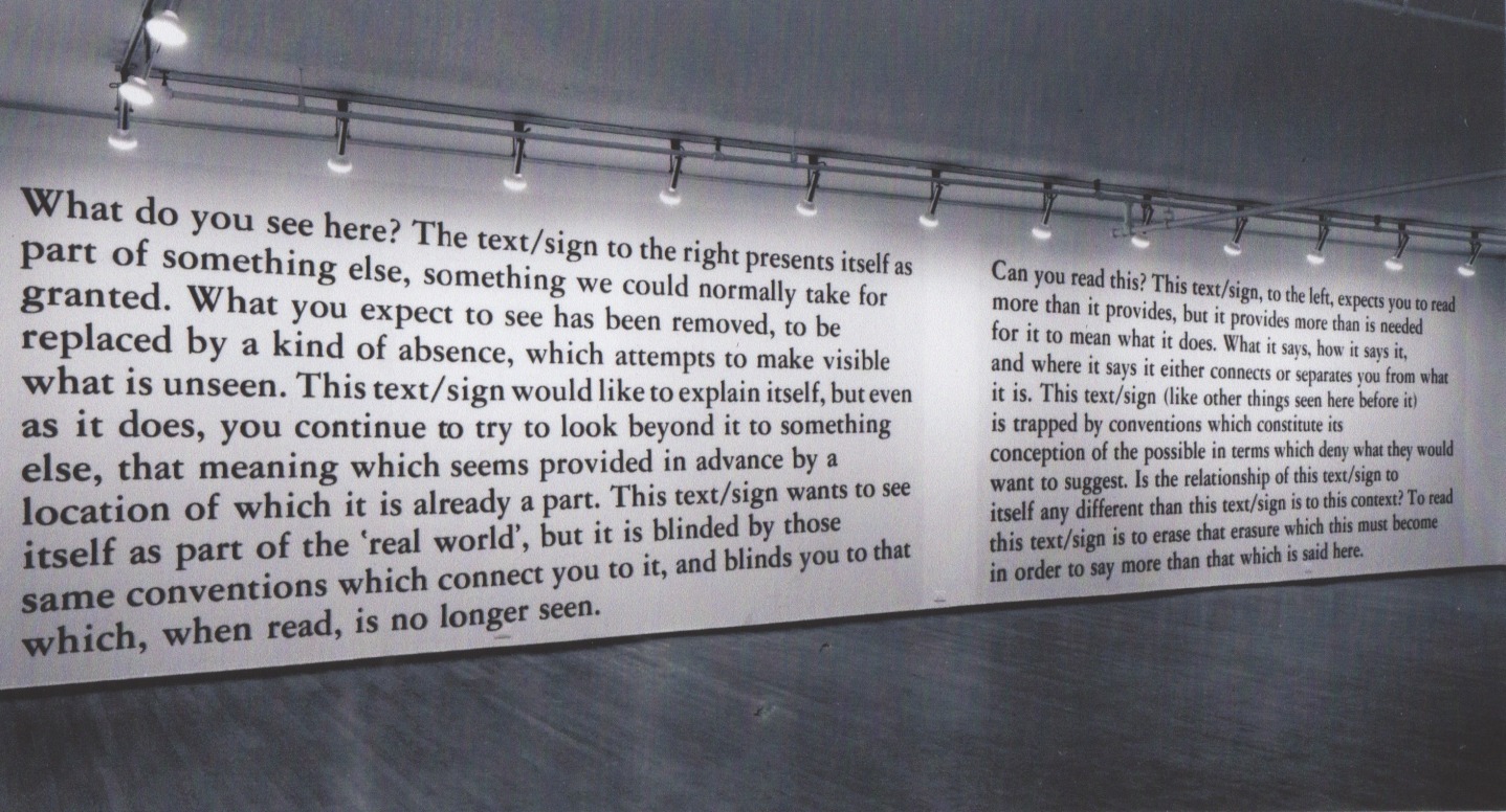 Installation view, Joseph Kosuth: Fragments, 420 WEST BROADWAY