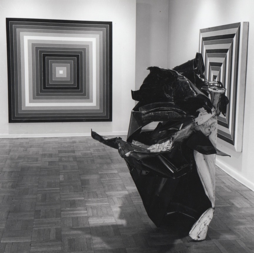 Installation view, John Chamberlain / Frank Stella, 4 EAST 77