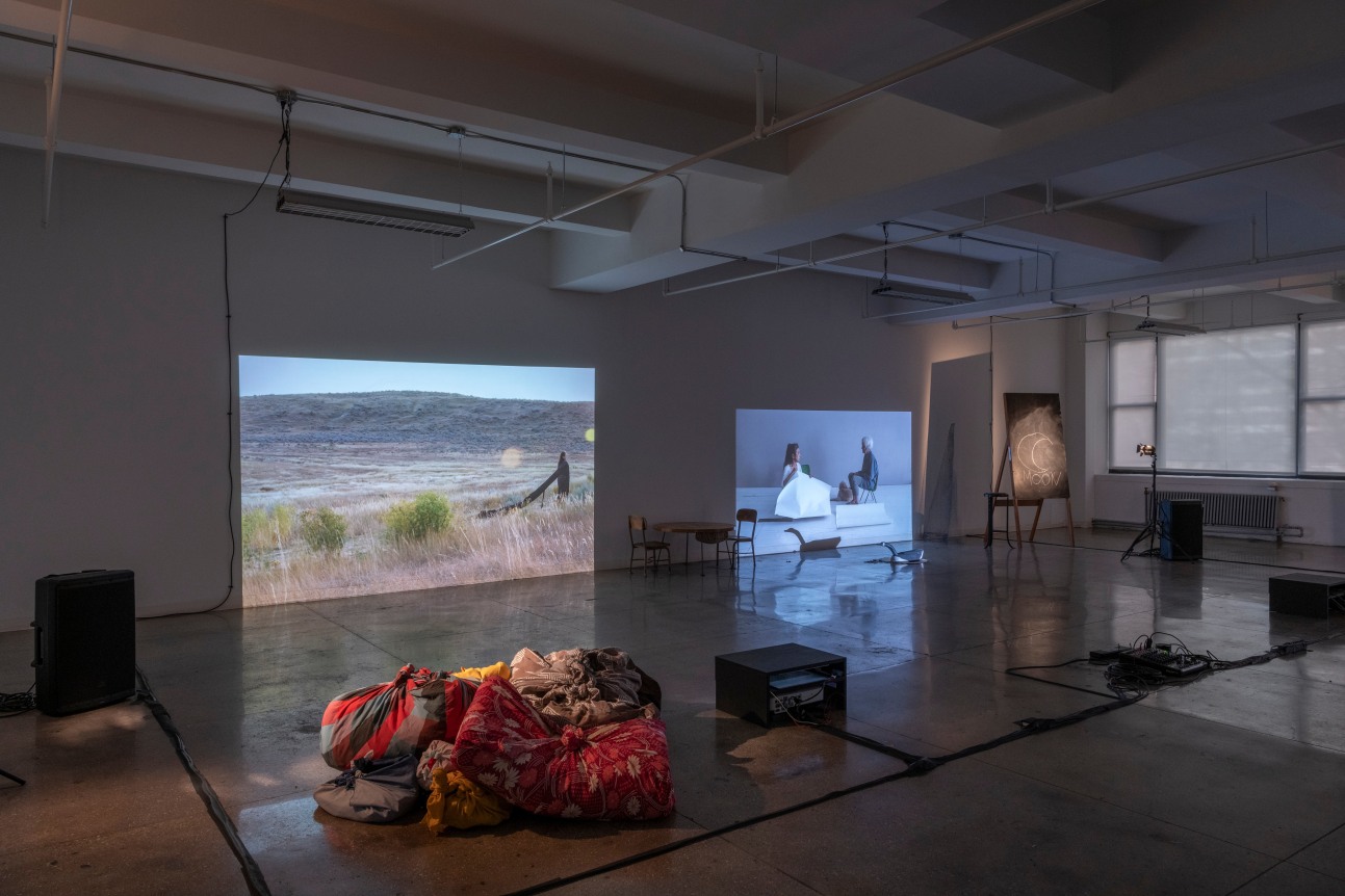 Installation View, Joan Jonas and Eiko Otake: Drawing in Circles,&nbsp;24 WEST 40