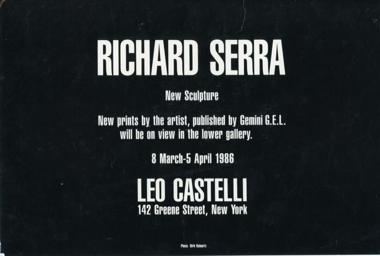Exhibition Announcement (back),&nbsp;Richard Serra