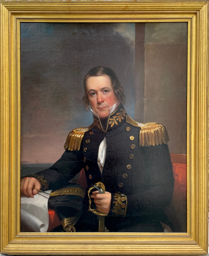 Frame on Commodore David Deacon painting.