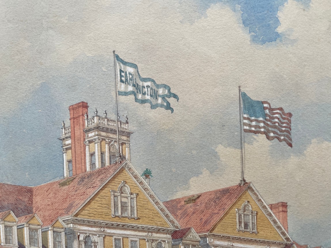 Detail of &quot;The Hotel Earlington&quot; watercolor.